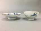 Japanese Porcelain Sake Cup Saucer Set Vtg Guinomi Sakazuki Pine White PP56