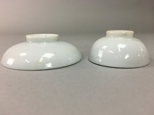 Japanese Porcelain Sake Cup Saucer Set Vtg Guinomi Sakazuki White Floral PP49