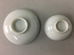 Japanese Porcelain Sake Cup Saucer Set Vtg Guinomi Sakazuki White Floral PP49