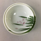 Japanese Porcelain Sake Cup Saucer Set Vtg Guinomi Sakazuki White Floral PP50
