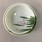 Japanese Porcelain Sake Cup Saucer Set Vtg Guinomi Sakazuki White Floral PP50