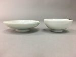 Japanese Porcelain Sake Cup Saucer Set Vtg Guinomi Sakazuki White Floral PP50