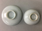 Japanese Porcelain Sake Cup Saucer Set Vtg Guinomi Sakazuki White Floral PP51