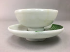 Japanese Porcelain Sake Cup Saucer Set Vtg Guinomi Sakazuki White Floral PP51