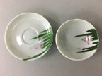 Japanese Porcelain Sake Cup Saucer Set Vtg Guinomi Sakazuki White Floral PP51