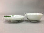 Japanese Porcelain Sake Cup Saucer Set Vtg Guinomi Sakazuki White Floral PP51