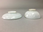 Japanese Porcelain Sake Cup Saucer Set Vtg Guinomi Sakazuki White Floral PP51