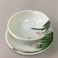 Japanese Porcelain Sake Cup Saucer Set Vtg Guinomi Sakazuki White Floral PP51