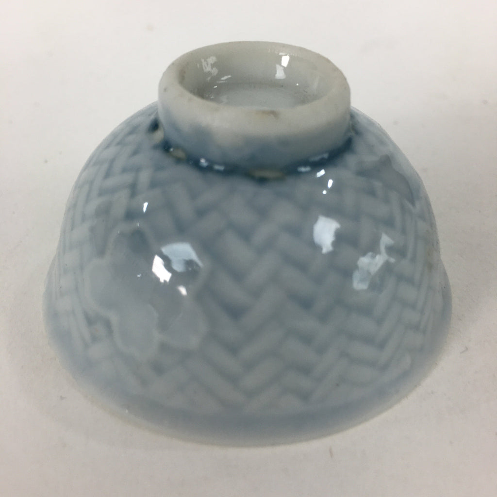 Japanese Porcelain Sake Cup Vtg Bird Plum blossom White Guinomi Ochoko G14