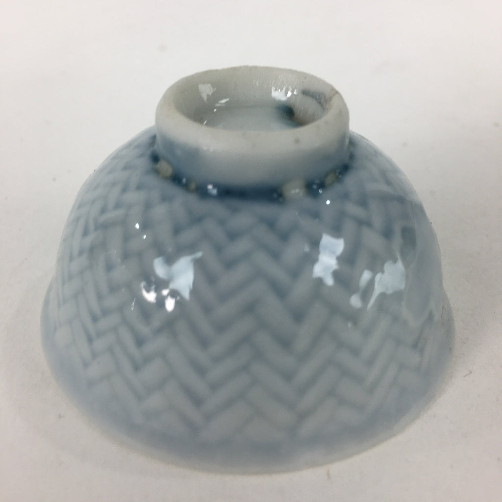 Japanese Porcelain Sake Cup Vtg Bird Plum blossom White Guinomi Ochoko G14