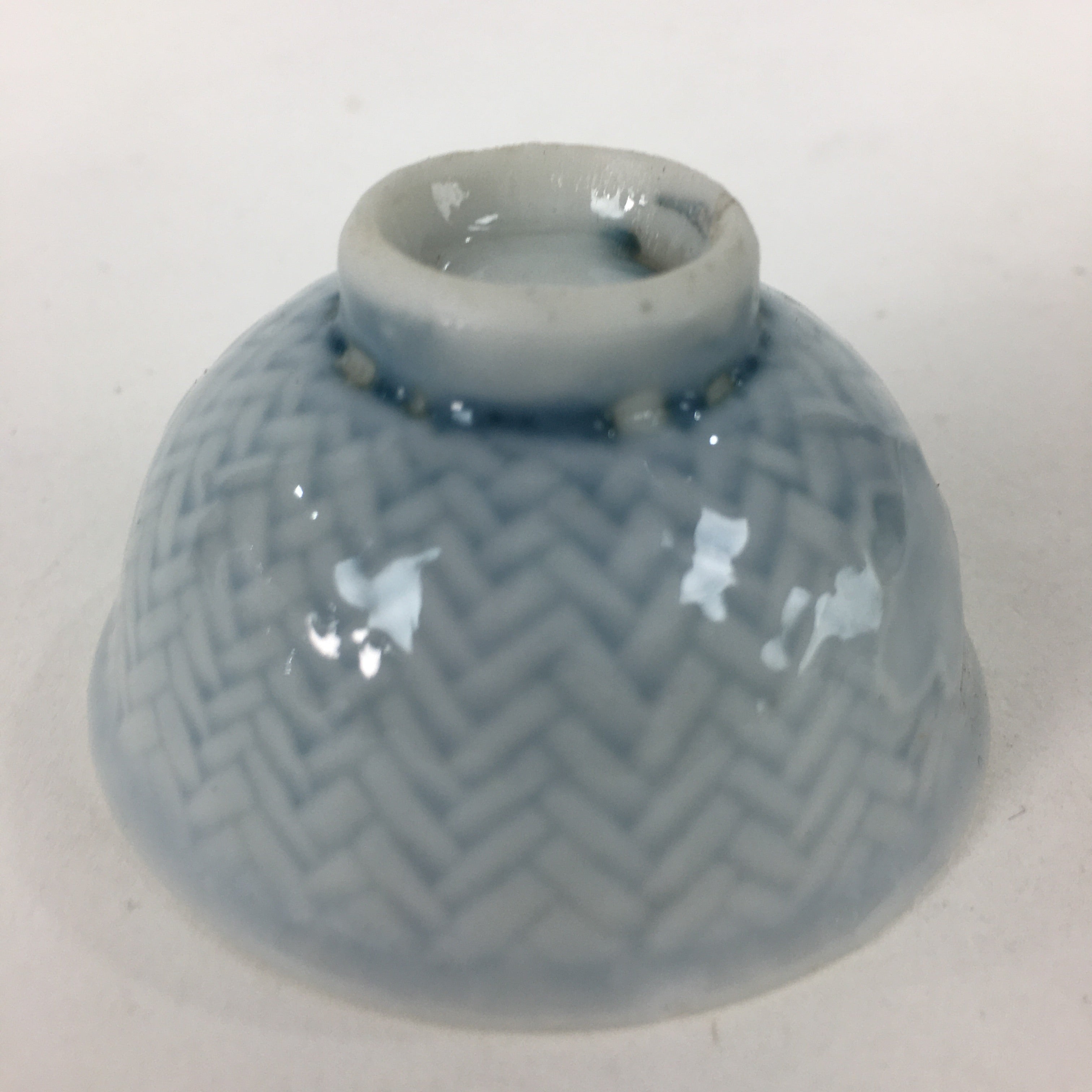 Japanese Porcelain Sake Cup Vtg Bird Plum blossom White Guinomi Ochoko G14
