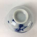 Japanese Porcelain Sake Cup Vtg Blue Design White Guinomi Ochoko G28