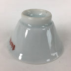 Japanese Porcelain Sake Cup Vtg Blue Red Cross White Guinomi Ochoko G30