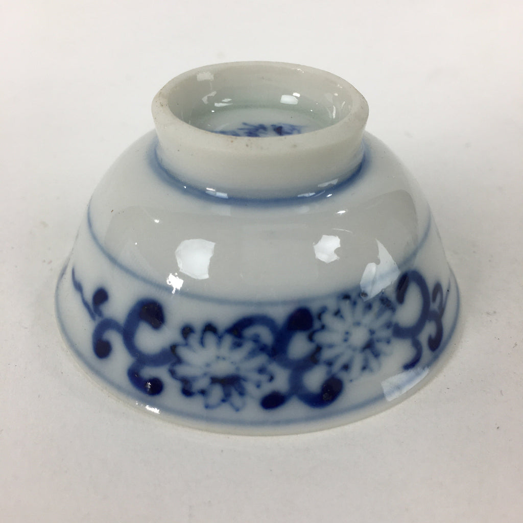 Japanese Porcelain Sake Cup Vtg Blue Sometsuke Design Guinomi Ochoko G17