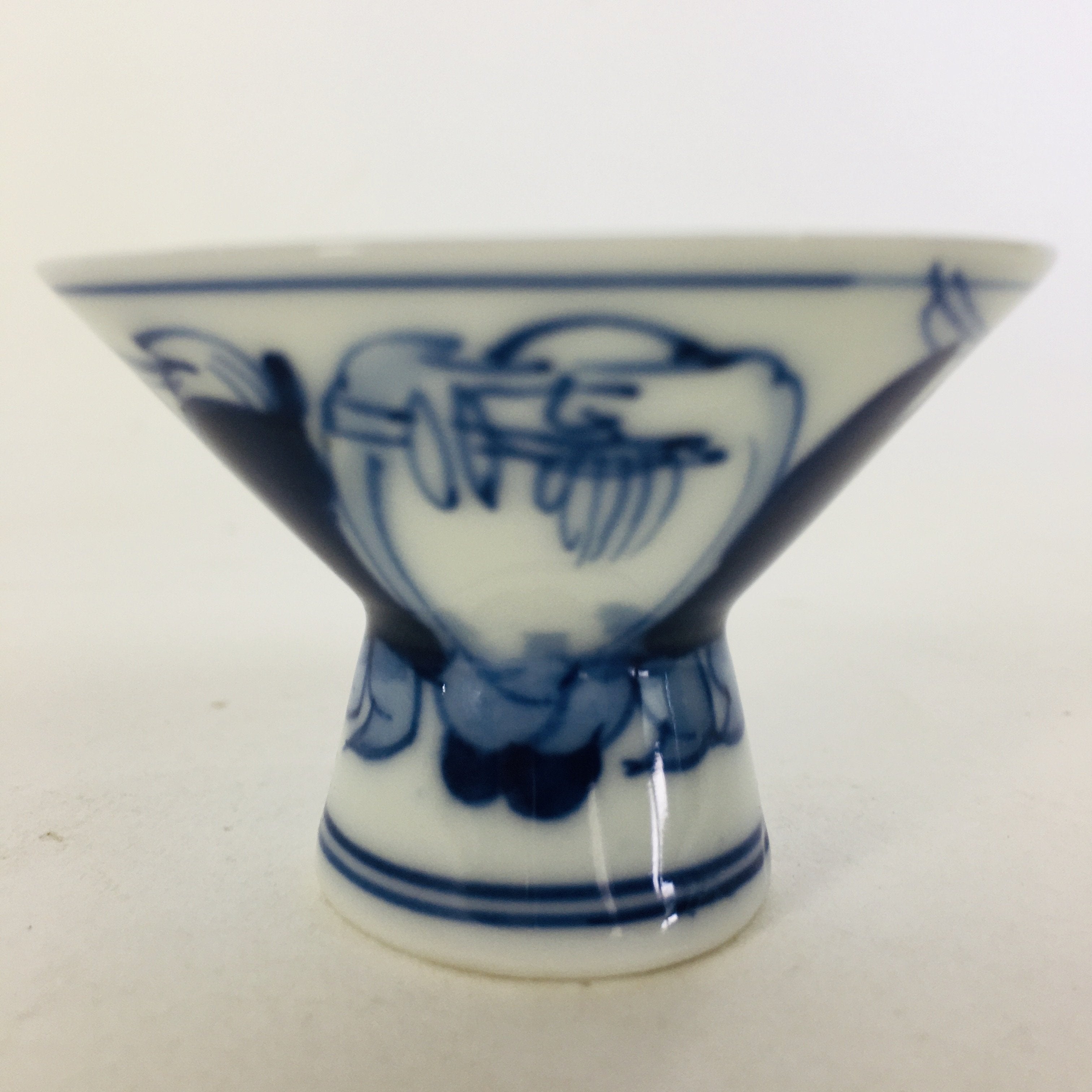 Japanese Porcelain Sake Cup Vtg Blue Sometsuke Guinomi Ochoko Sakazuki GU966