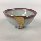 Japanese Porcelain Sake Cup Vtg Dharma White Flower Bottom Guinomi Ochoko G12