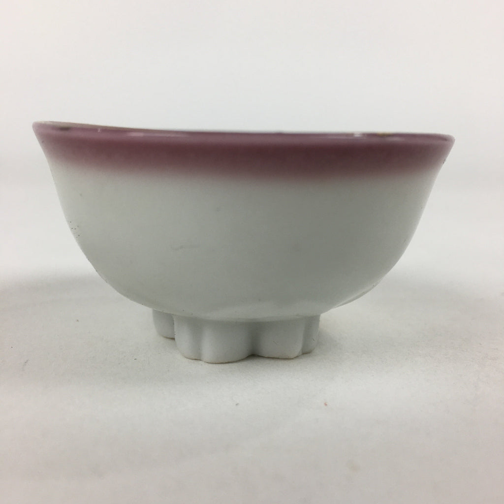 Japanese Porcelain Sake Cup Vtg Dharma White Flower Bottom Guinomi Ochoko G12