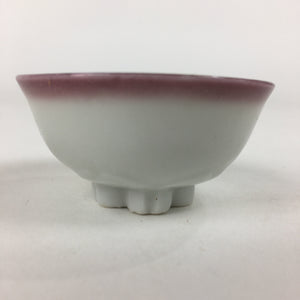 Japanese Porcelain Sake Cup Vtg Dharma White Flower Bottom Guinomi Ochoko G12