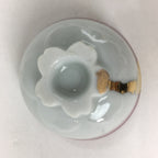 Japanese Porcelain Sake Cup Vtg Dharma White Flower Bottom Guinomi Ochoko G12