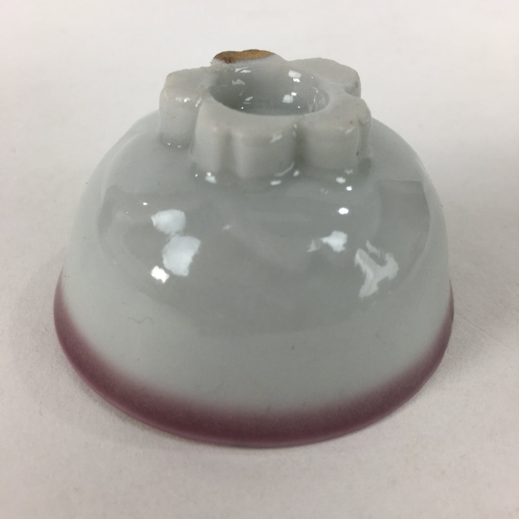 Japanese Porcelain Sake Cup Vtg Dharma White Flower Bottom Guinomi Ochoko G12