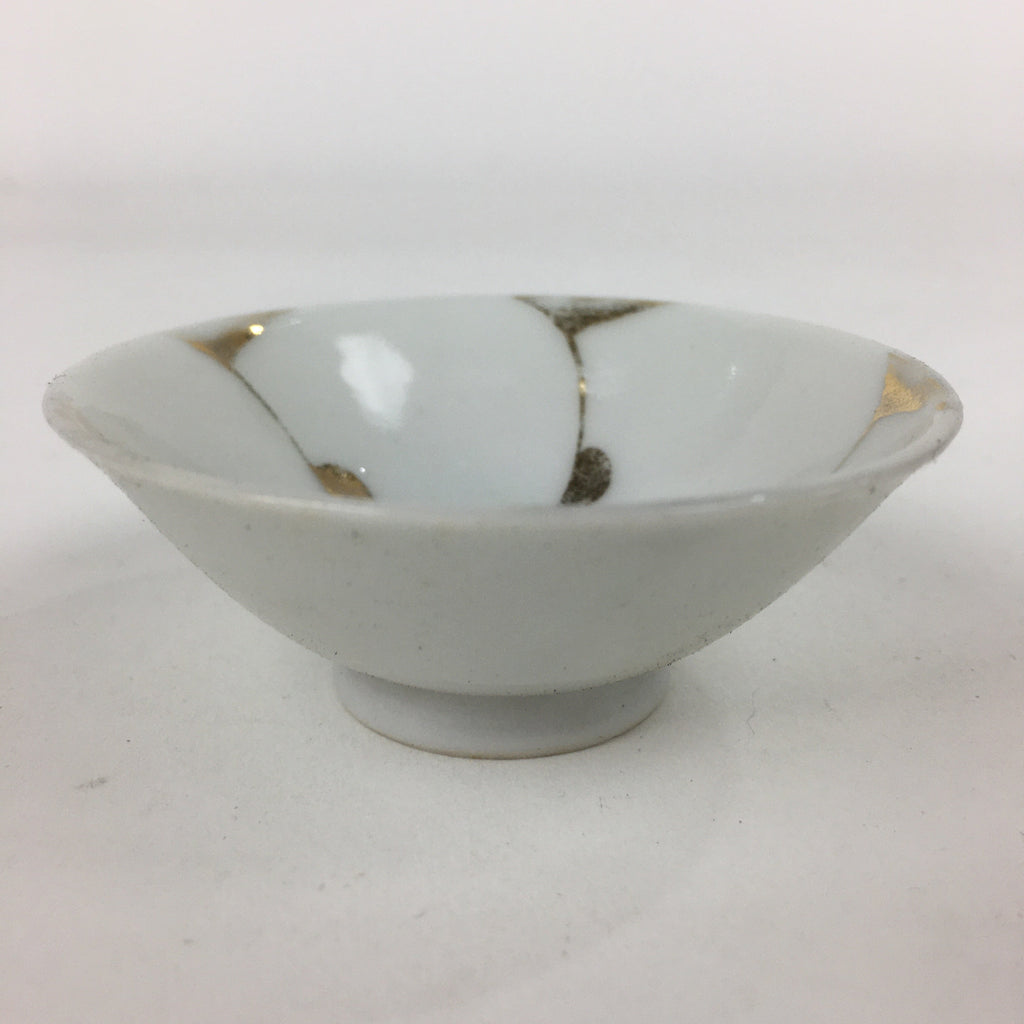 Japanese Porcelain Sake Cup Vtg Golden Chrysanthemum Sakazuki Ochoko G20