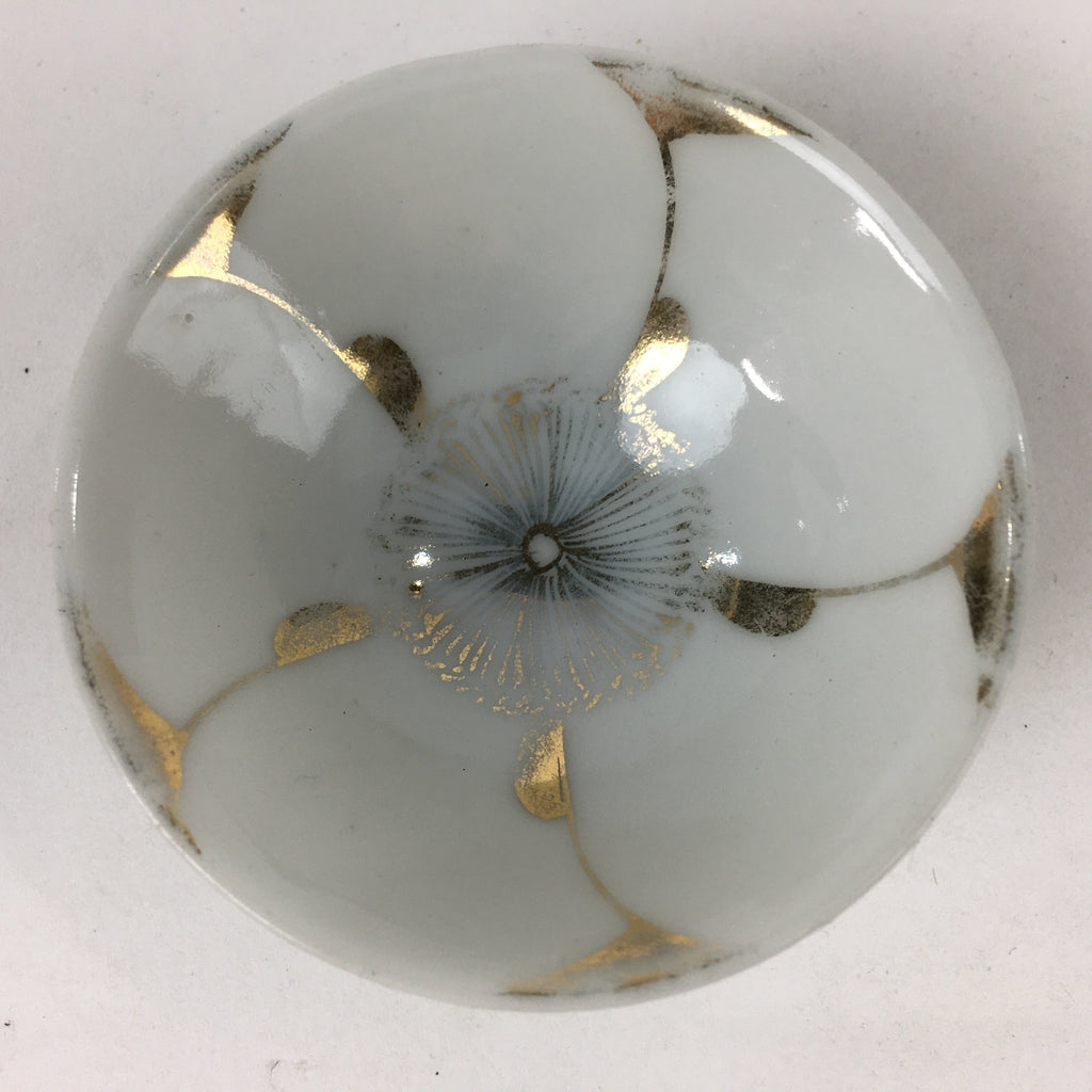 Japanese Porcelain Sake Cup Vtg Golden Chrysanthemum Sakazuki Ochoko G20