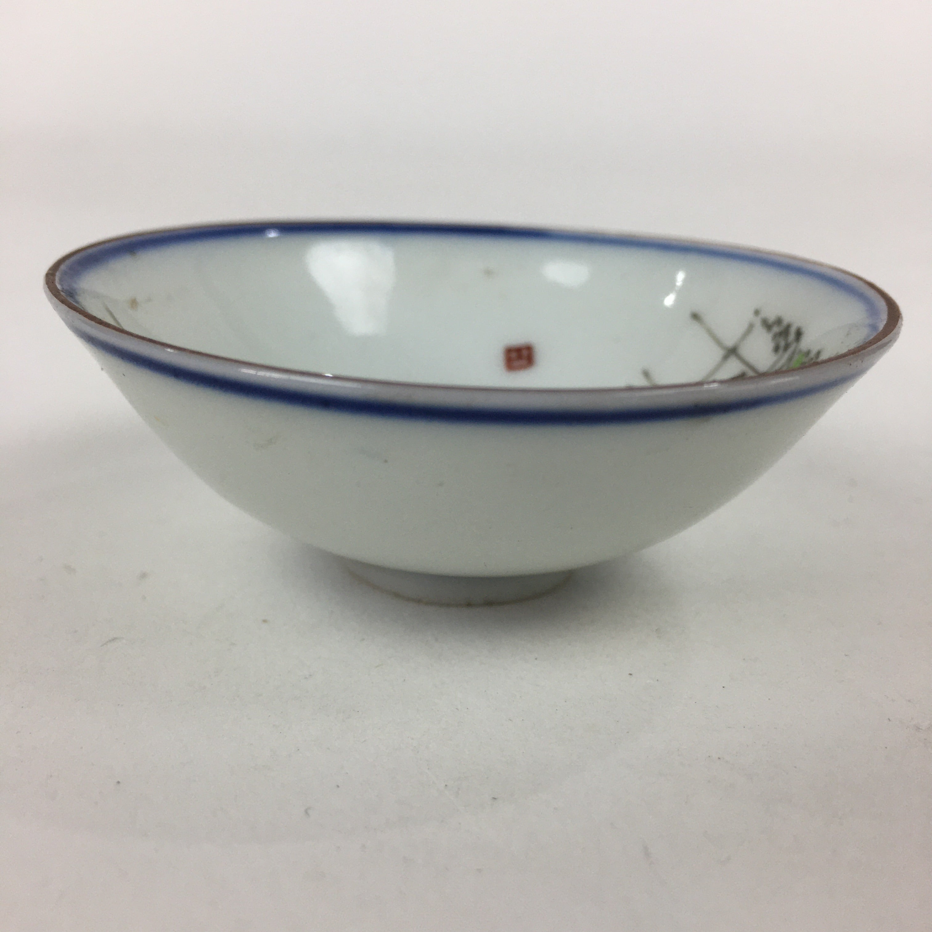 Japanese Porcelain Sake Cup Vtg Golden Chrysanthemum Sakazuki Ochoko G34