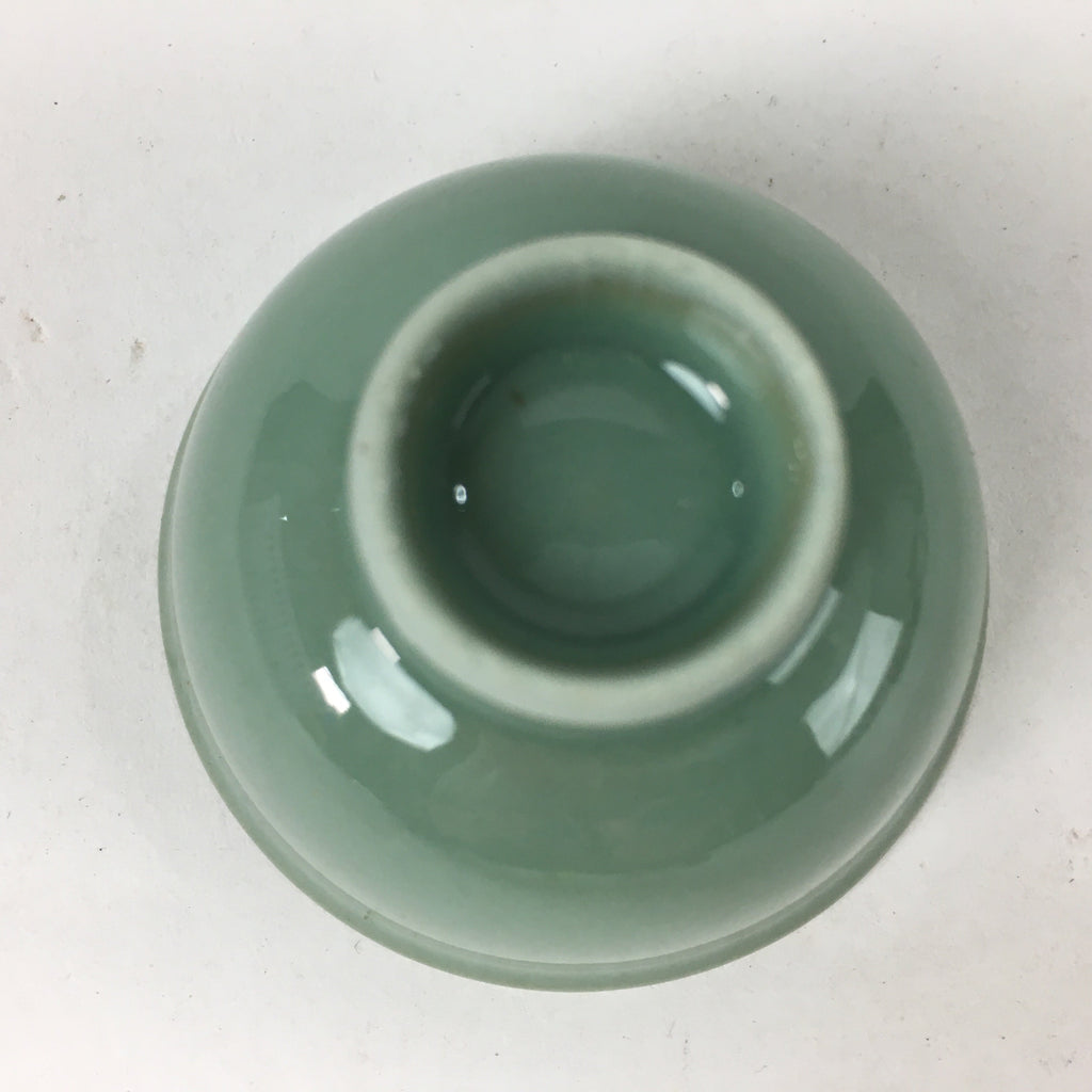 Japanese Porcelain Sake Cup Vtg Green Glaze Guinomi Ochoko Sakazuki G35