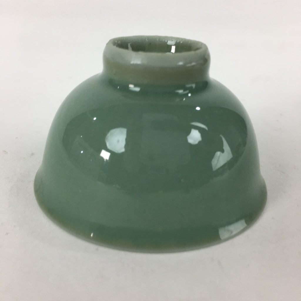 Japanese Porcelain Sake Cup Vtg Green Glaze Guinomi Ochoko Sakazuki G35