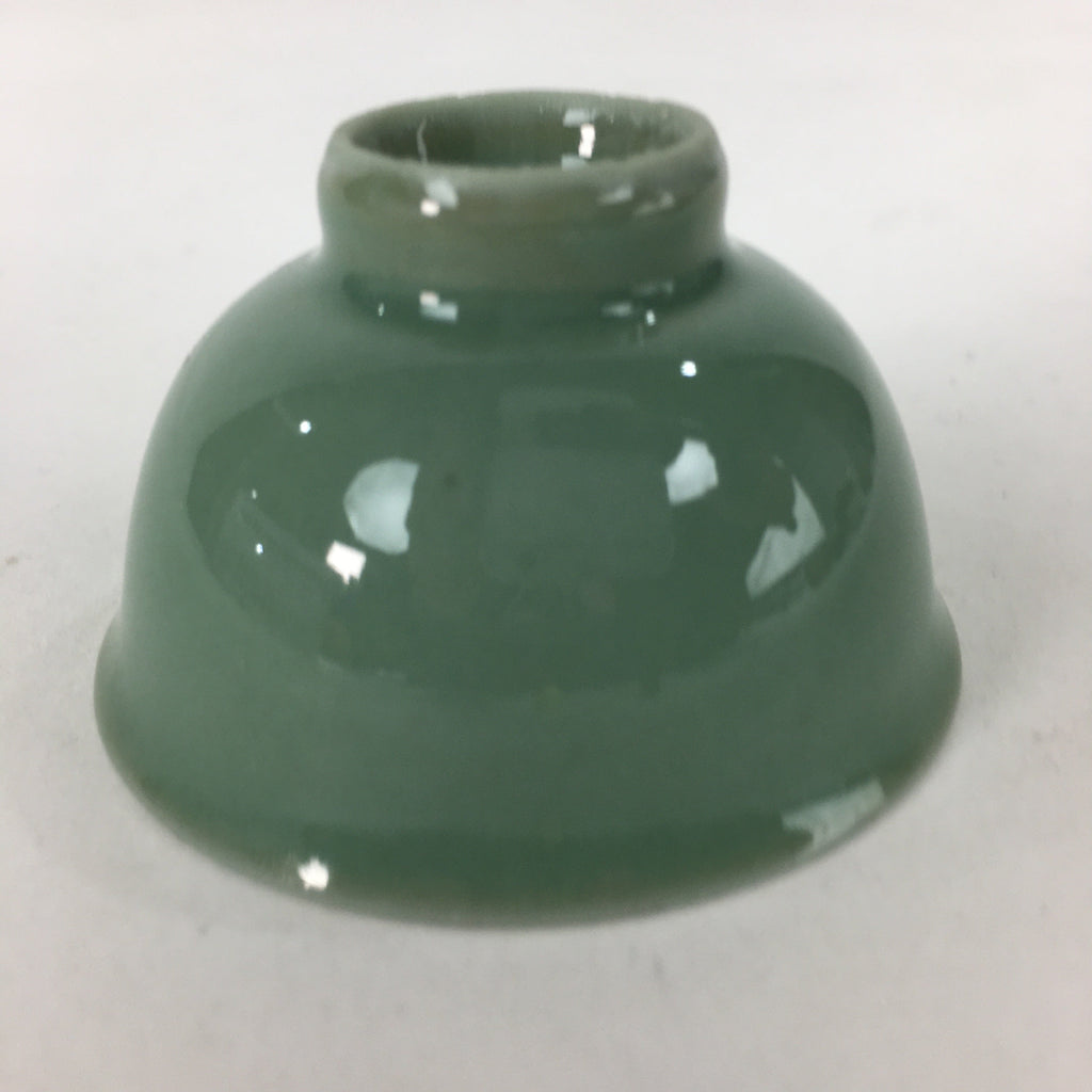 Japanese Porcelain Sake Cup Vtg Green Glaze Guinomi Ochoko Sakazuki G35