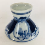 Japanese Porcelain Sake Cup Vtg Guinomi Ochoko Blue Sometsuke Design GU966