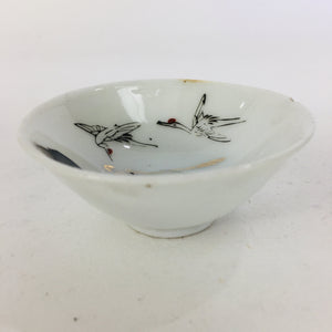 Japanese Porcelain Sake Cup Vtg Guinomi Ochoko Crane Turtle Pine Design GU957