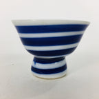 Japanese Porcelain Sake Cup Vtg Guinomi Ochoko Sometsuke Blue Stripes GU923