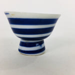 Japanese Porcelain Sake Cup Vtg Guinomi Ochoko Sometsuke Blue Stripes GU923