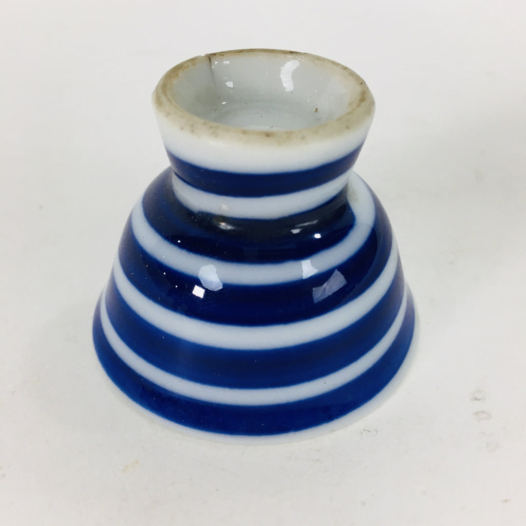 Japanese Porcelain Sake Cup Vtg Guinomi Ochoko Sometsuke Blue Stripes GU923