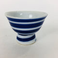 Japanese Porcelain Sake Cup Vtg Guinomi Ochoko Sometsuke Blue Stripes GU923