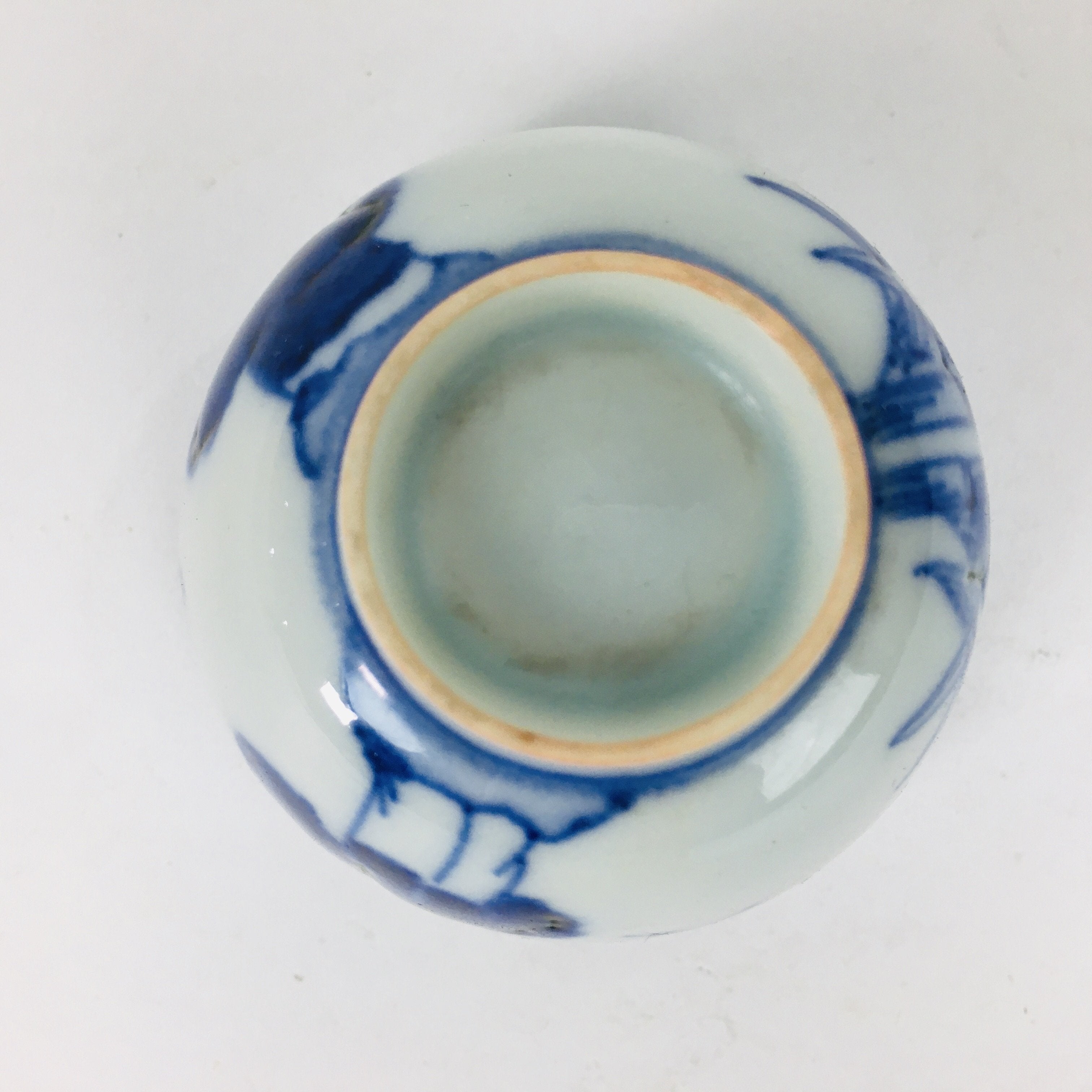 Japanese Porcelain Sake Cup Vtg Guinomi Ochoko Sometsuke Blue White GU921
