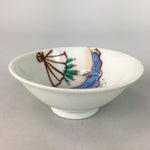 Japanese Porcelain Sake Cup Vtg Guinomi Sakazuki Folding Fan Design GU450
