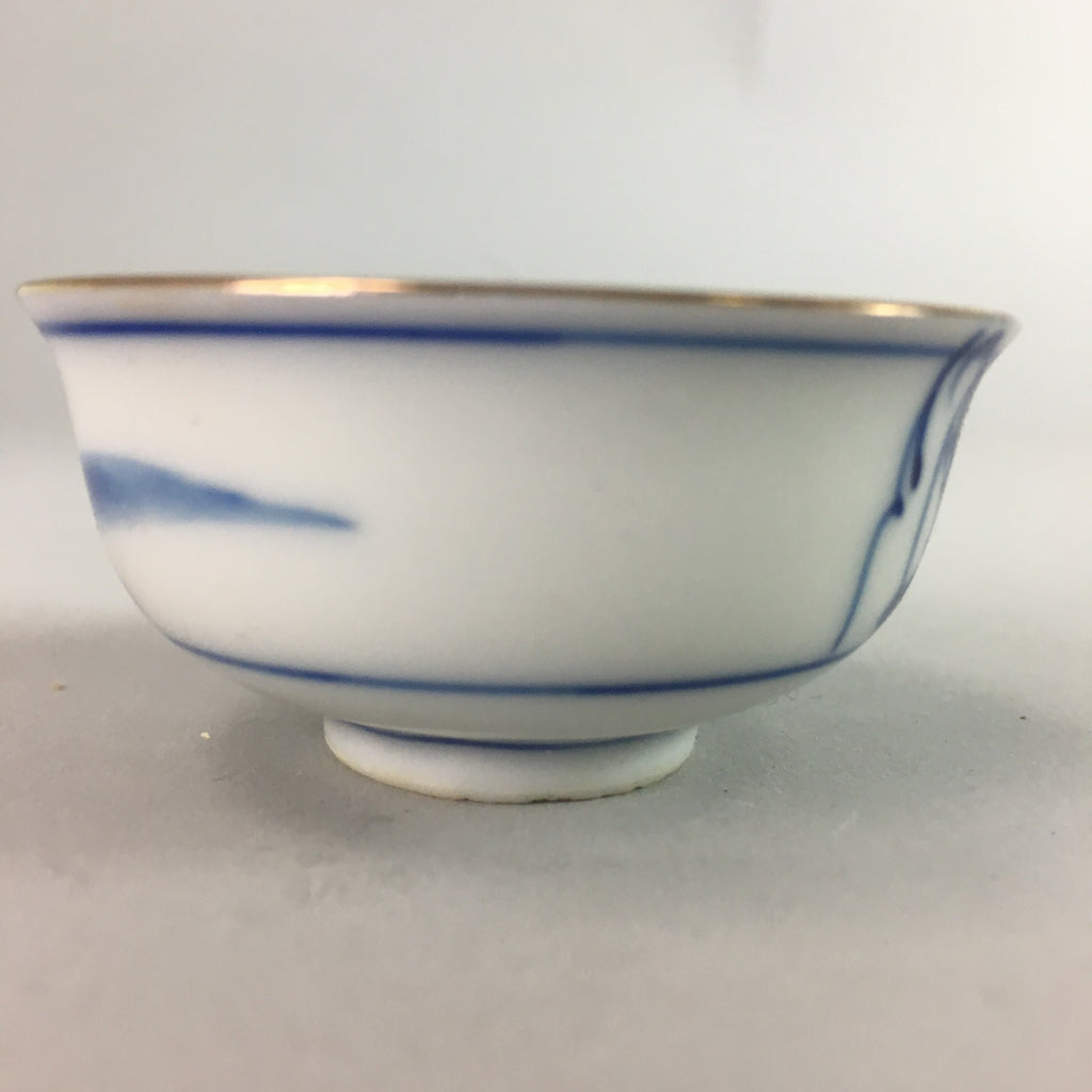 Japanese Porcelain Sake Cup Vtg Guinomi Sakazuki Sometsuke Gold Color GU433