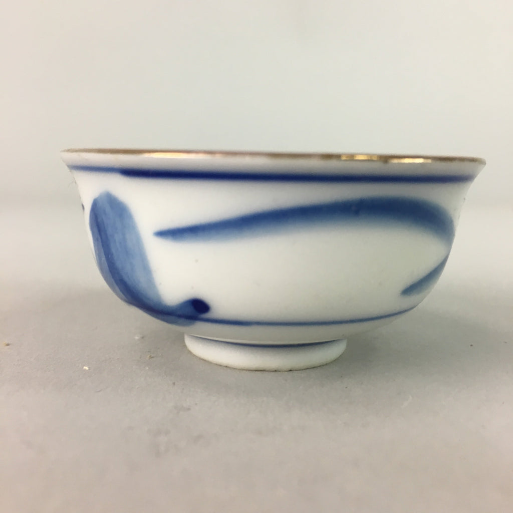 Japanese Porcelain Sake Cup Vtg Guinomi Sakazuki Sometsuke Gold Color GU433