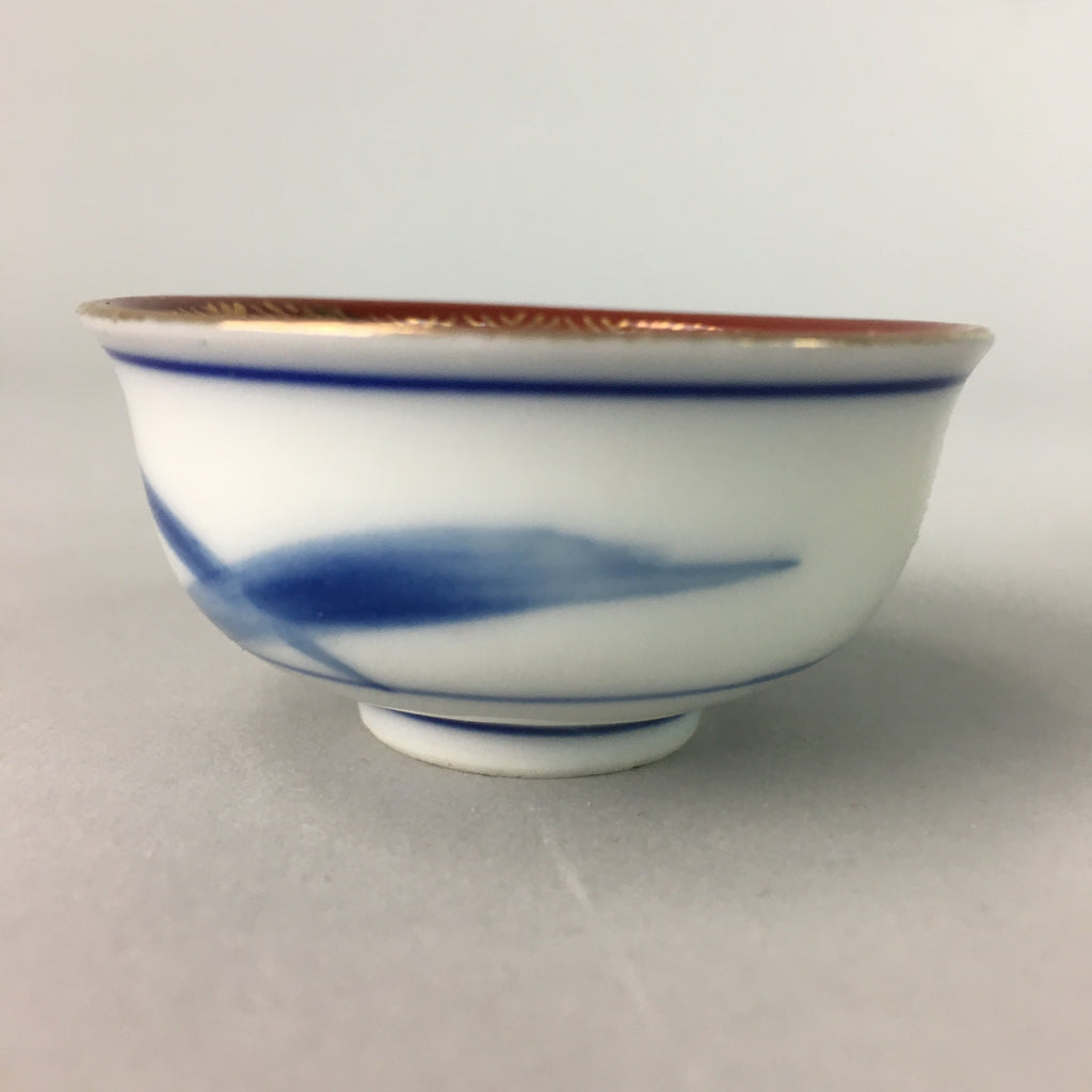 Japanese Porcelain Sake Cup Vtg Guinomi Sakazuki Sometsuke Gold Color GU435