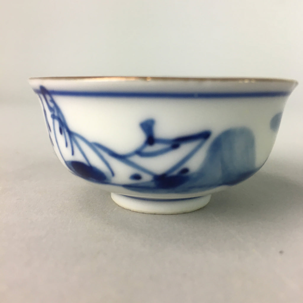 Japanese Porcelain Sake Cup Vtg Guinomi Sakazuki Sometsuke Gold Color GU443