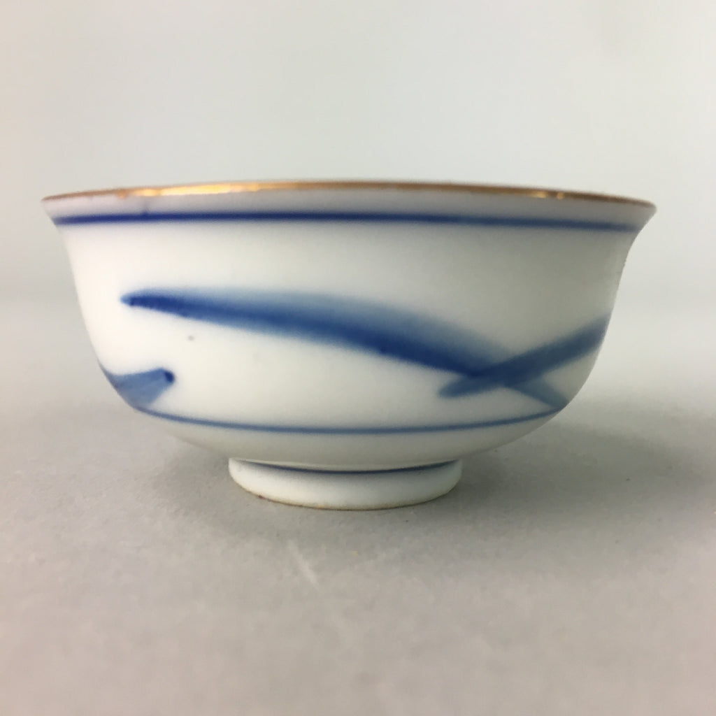 Japanese Porcelain Sake Cup Vtg Guinomi Sakazuki Sometsuke Gold Color GU444