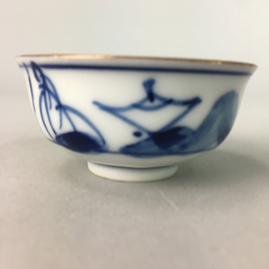 Japanese Porcelain Sake Cup Vtg Guinomi Sakazuki Sometsuke Gold Color GU444