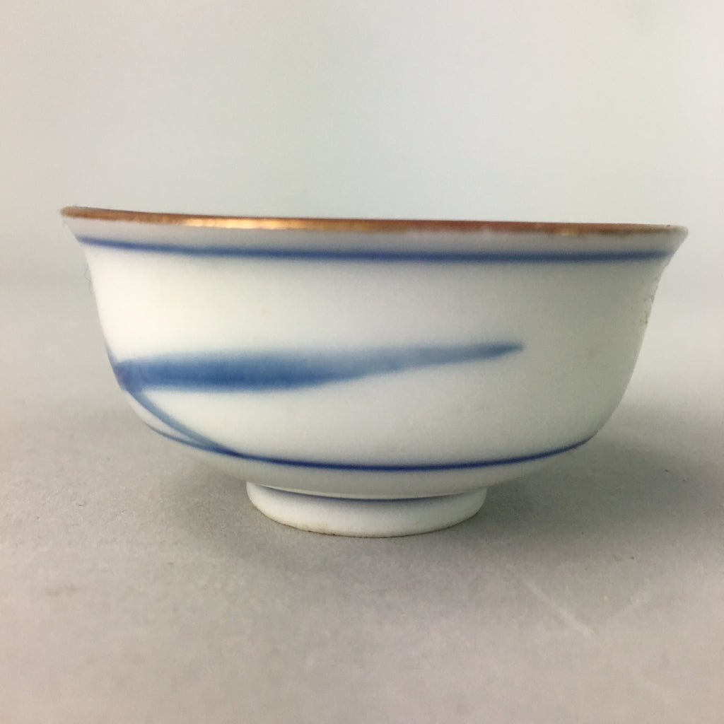 Japanese Porcelain Sake Cup Vtg Guinomi Sakazuki Sometsuke Gold Color GU444