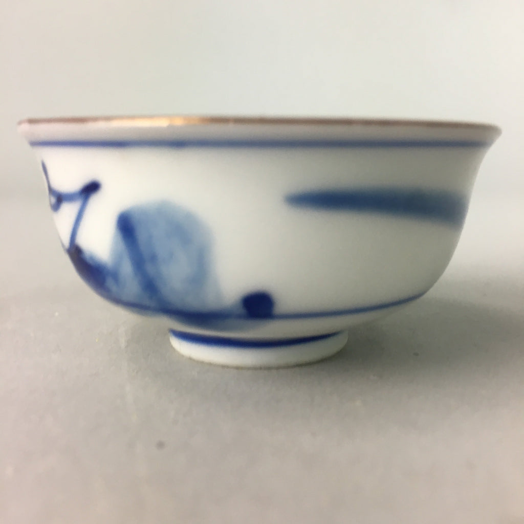 Japanese Porcelain Sake Cup Vtg Guinomi Sakazuki Sometsuke Gold Color GU445