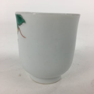Japanese Porcelain Sake Cup Vtg Hand-painted Grapes White Guinomi Ochoko G33