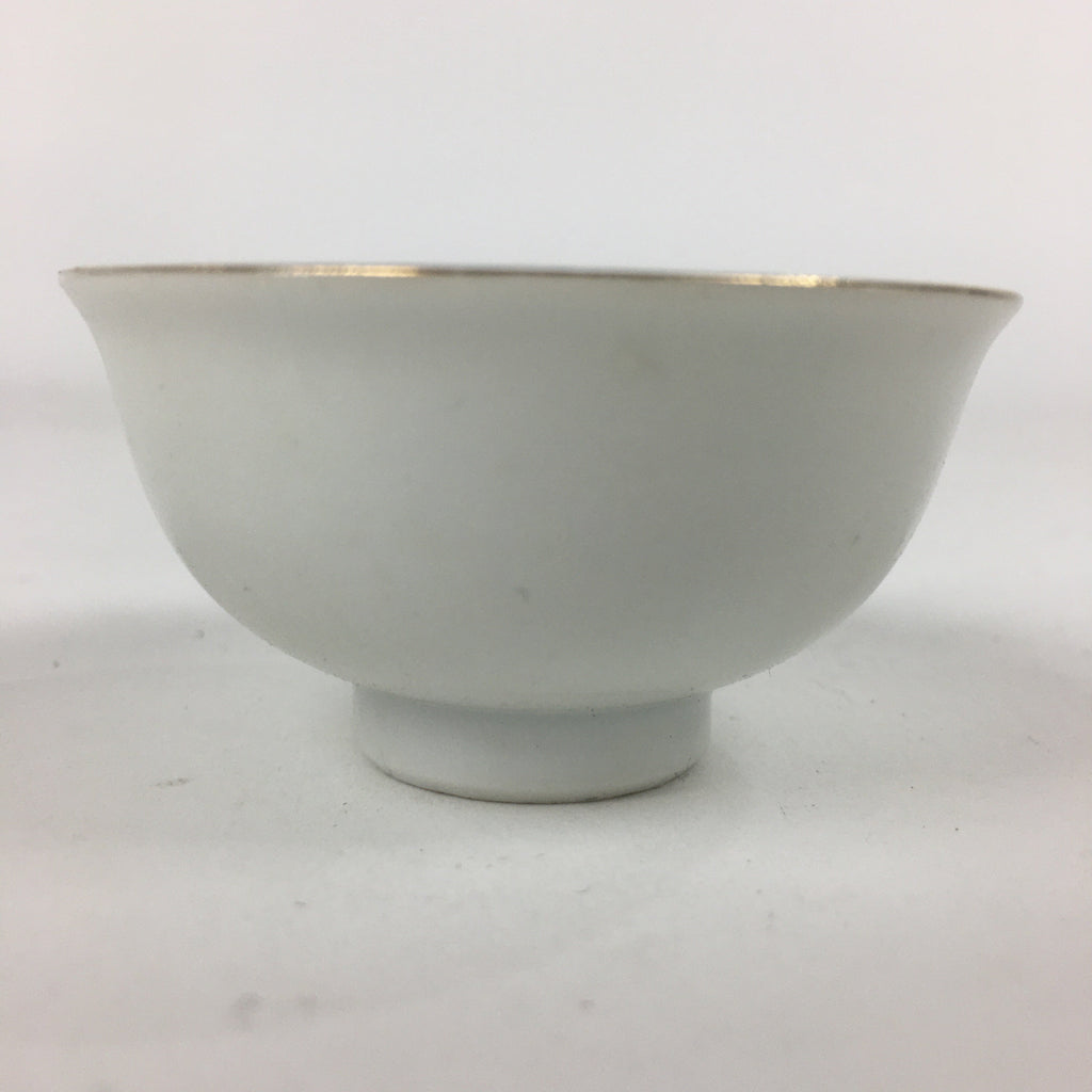 Japanese Porcelain Sake Cup Vtg Hexagram Bird Design Guinomi Ochoko G19