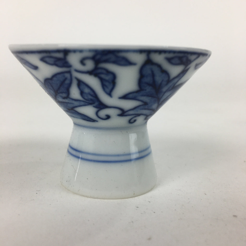 Japanese Porcelain Sake Cup Vtg Leaves Kohai Guinomi Ochoko Sakazuki G42