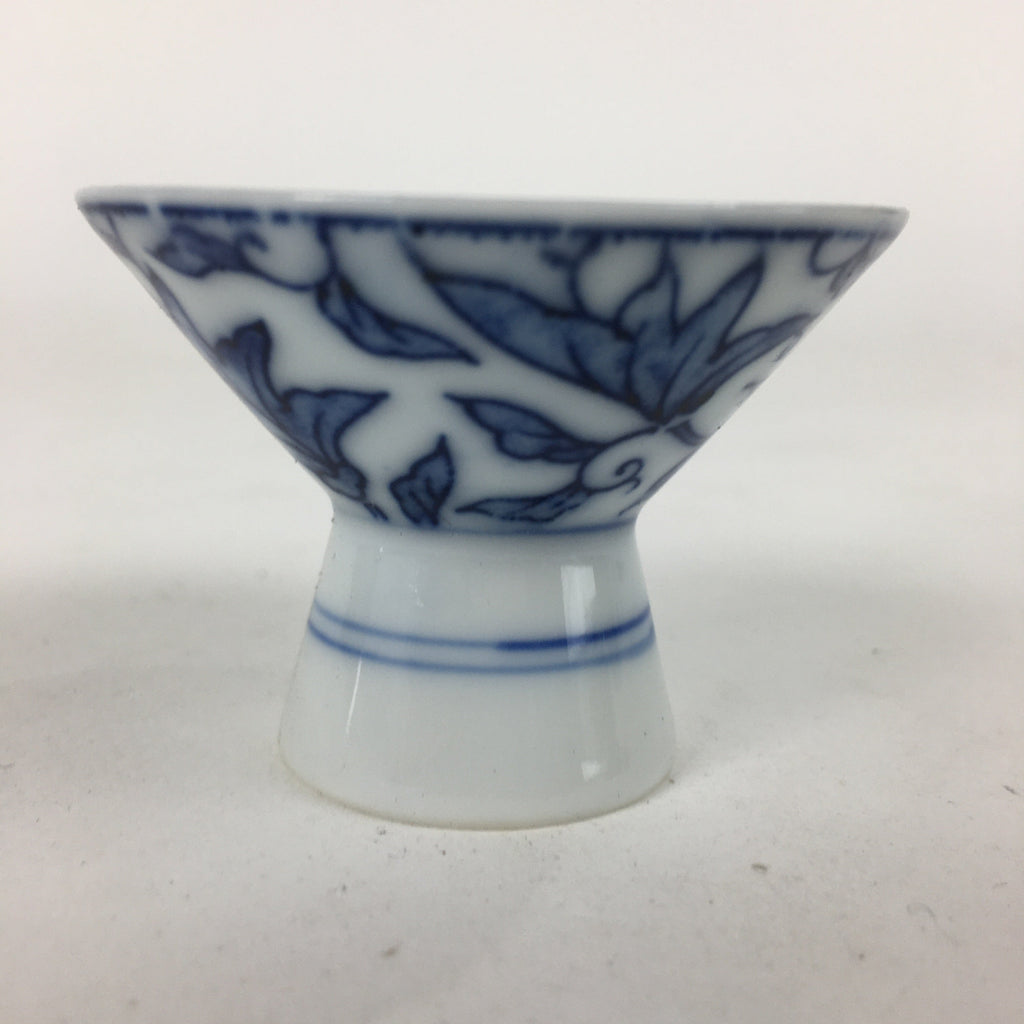 Japanese Porcelain Sake Cup Vtg Leaves Kohai Guinomi Ochoko Sakazuki G42